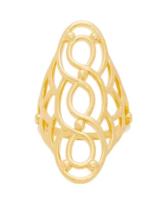 Macy's Gold Plated Shiny Polished Swirl Oval Open Design Ring - Gold