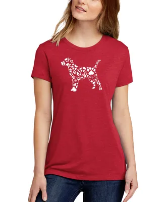 La Pop Art Women's Premium Blend Dog Paw Prints Word Art T-shirt