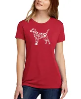 La Pop Art Women's Premium Blend Dog Paw Prints Word Art T-shirt