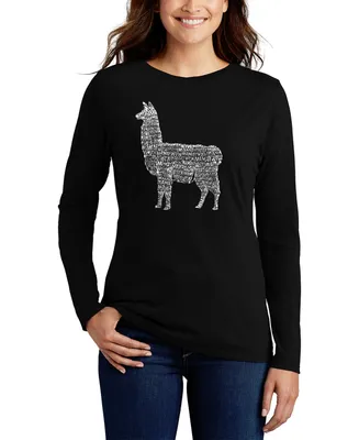 La Pop Art Women's Llama Mama Word Long Sleeve T-shirt