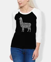 La Pop Art Women's Raglan Llama Mama Word T-shirt