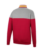 Men's Colosseum Heathered Gray and Cardinal Iowa State Cyclones Be the Ball Quarter-Zip Top