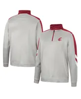 Men's Colosseum Gray and Crimson Washington State Cougars Bushwood Fleece Quarter-Zip Jacket