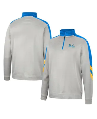 Men's Colosseum Gray and Blue Ucla Bruins Bushwood Fleece Quarter-Zip Jacket