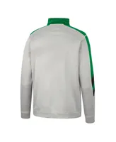 Men's Colosseum Gray and Green Oregon Ducks Bushwood Fleece Quarter-Zip Jacket