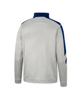 Men's Colosseum Gray and Navy Midshipmen Bushwood Fleece Quarter-Zip Jacket