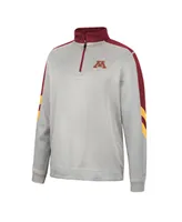 Men's Colosseum Gray and Maroon Minnesota Golden Gophers Bushwood Fleece Quarter-Zip Jacket