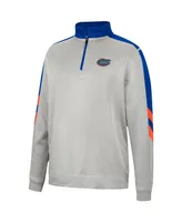 Men's Colosseum Gray and Royal Florida Gators Bushwood Fleece Quarter-Zip Jacket