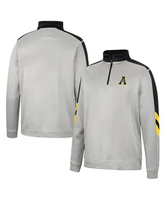 Men's Colosseum Gray and Black Appalachian State Mountaineers Bushwood Fleece Quarter-Zip Jacket