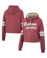 Women's Colosseum Crimson Oklahoma Sooners Retro Cropped Pullover Hoodie