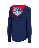 Women's Colosseum Navy Gonzaga Bulldogs Catalina Hoodie Long Sleeve T-shirt