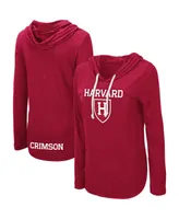 Women's Colosseum Crimson Harvard My Lover Long Sleeve Hoodie T-shirt