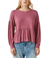 Lucky Brand Women's Cloud Jersey Babydoll Top