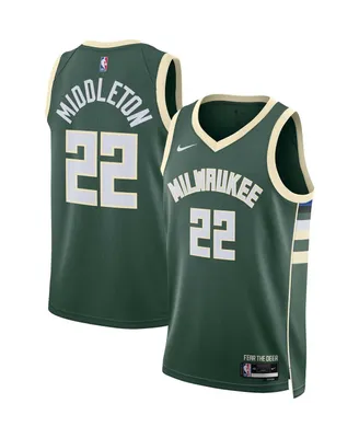 Men's and Women's Nike Khris Middleton Hunter Green Milwaukee Bucks Swingman Jersey - Icon Edition