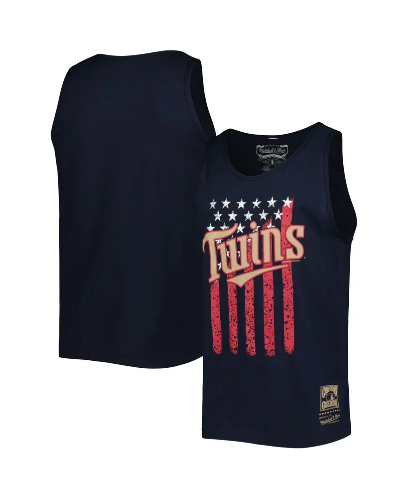 Men's Mitchell & Ness Navy Minnesota Twins Cooperstown Collection Stars and Stripes Tank Top