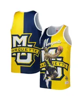 Men's Mitchell & Ness Dwyane Wade Blue, Gold Marquette Golden Eagles Sublimated Player Tank Top