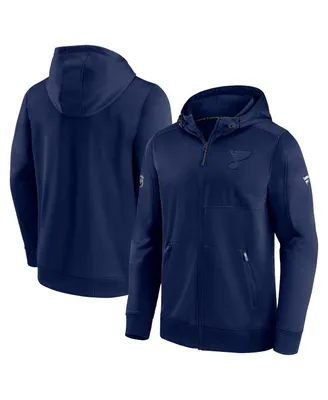 Men's Fanatics Navy St. Louis Blues Authentic Pro Travel and Training Full-Zip Hoodie