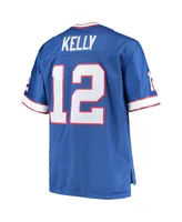 Men's Mitchell & Ness Jim Kelly Royal Buffalo Bills Big and Tall 1990 Retired Player Replica Jersey