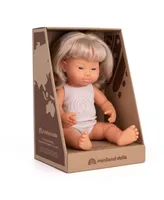 Miniland Baby Girl 15" Caucasian Blond Doll with Down Syndrome