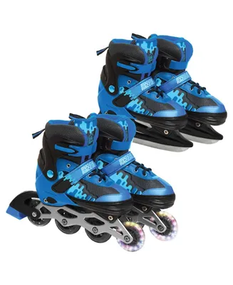 Rugged Racers Kids Adjustable and Convertible Rollerblade and Ice Skate