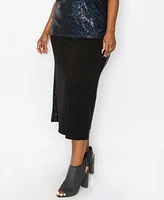 Coin 1804 Plus Sequin Side Contrast Fold Over Midi Skirt