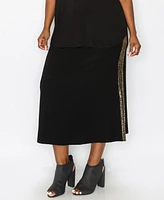 Coin 1804 Plus Sequin Side Contrast Fold Over Midi Skirt