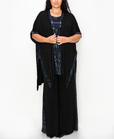 Coin 1804 Plus Sequin Contrast Kimono Top