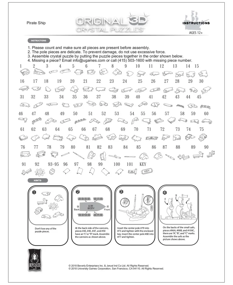 Bepuzzled 3D Crystal Pirate Ship Puzzle Set, 101 Pieces
