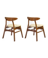 Mid Century Modern Solid Wood Upholstered Dining Side Chair (Set of