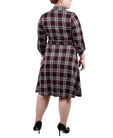 Ny Collection Plus 3/4 Sleeve Roll Tab Shirtdress