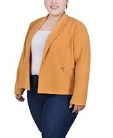 Ny Collection Plus Size Cropped Long Sleeve Crepe Blazer