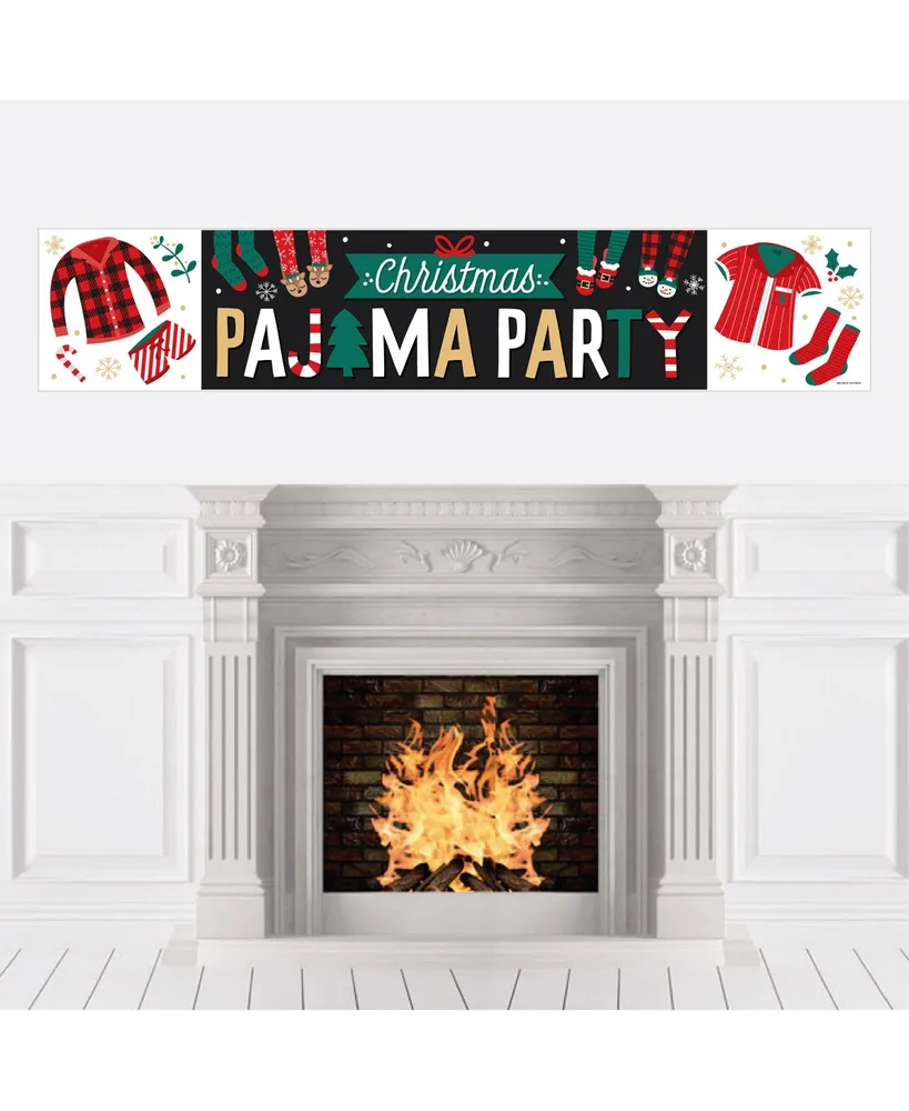 Christmas Pajamas - Holiday Plaid Pj Party Decorations Party Banner