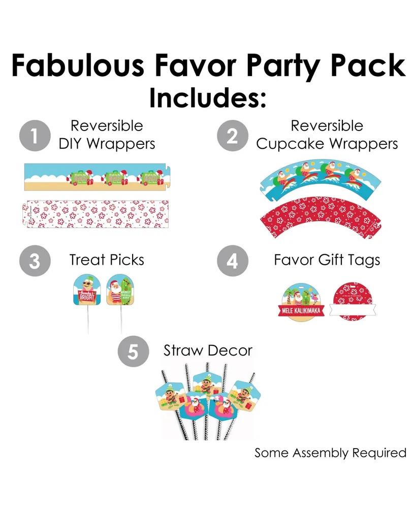 Tropical Christmas Beach Santa Holiday Party Fabulous Favor Party Pack 100 Pc