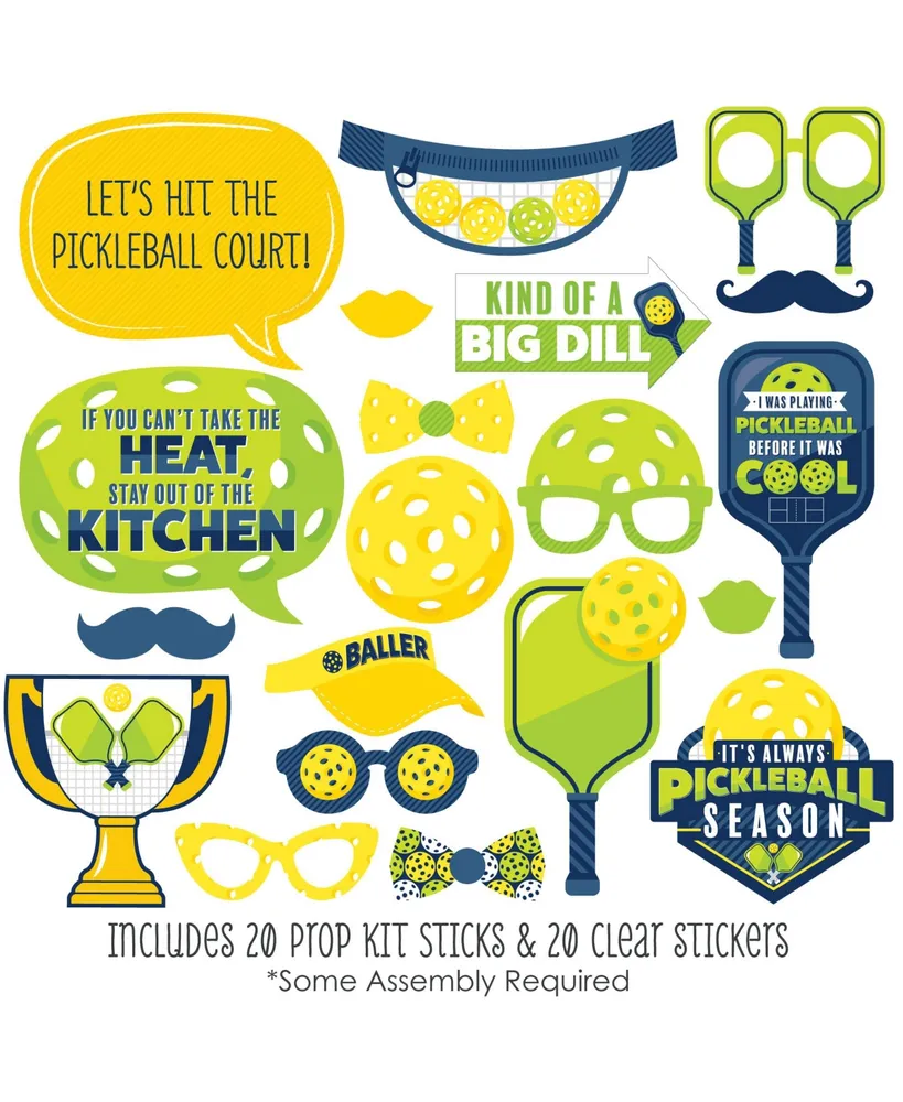 Let's Rally Pickleball Birthday or Retirement Party Photo Booth Props Kit 20 Ct