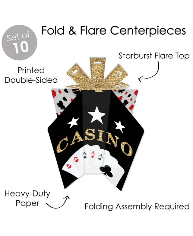 Big Dot Of Happiness Las Vegas - Table Decor - Casino Party Fold & Flare  Centerpieces - 10 Ct