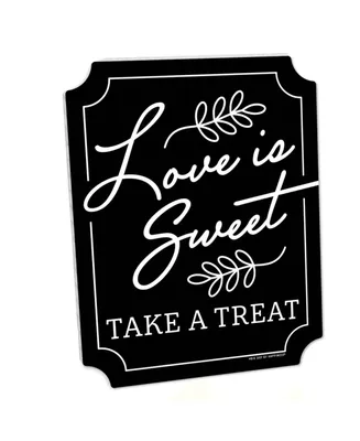 Love is Sweet Sign - Wedding Decor - 10.5 x 13.75" Black Sign with Stand - 1 Pc