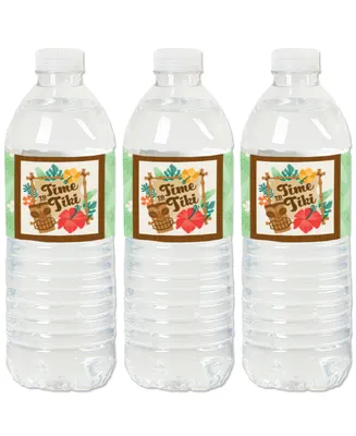 Tropical Luau - Hawaiian Beach Party Water Bottle Sticker Labels - Set of 20