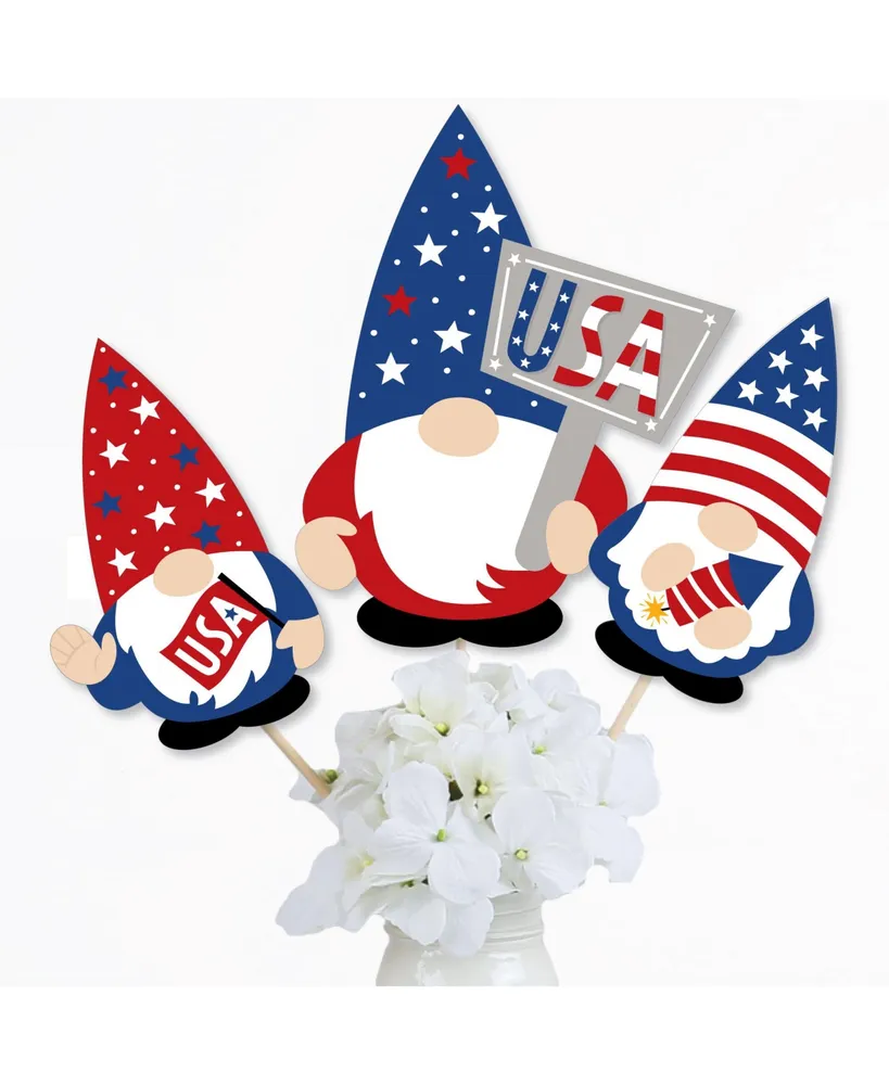 Patriotic Gnomes - Holiday Gnome Party Centerpiece Sticks - Table Toppers 15 Ct