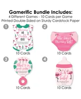 Pink Flamingo - 4 Tropical Baby Shower Games - 10 Cards Each - Gamerific Bundle
