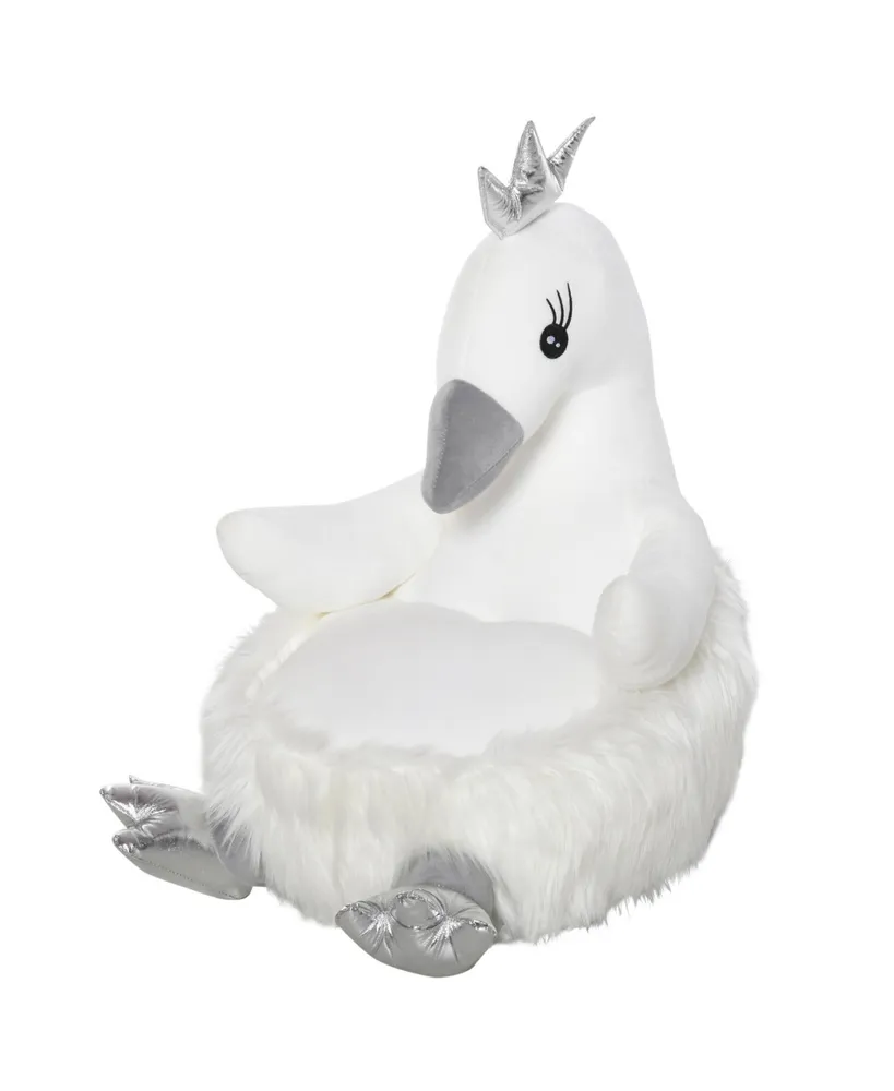 Qaba Sofa for Kids Stuffed Cartoon Swan for Toddler 18-36 Months, White