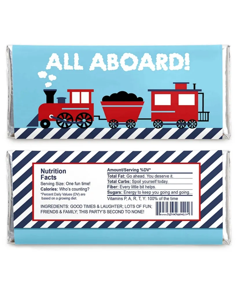 Railroad Party Crossing - Candy Bar Wrapper Party Favors - 24 Ct