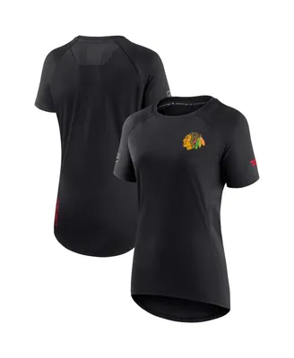 Women's Fanatics Black Chicago Blackhawks Authentic Pro Rink Raglan Tech T-shirt