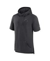 Men's Fanatics Heather Charcoal New Jersey Devils Authentic Pro Road Performance Short Sleeve Pullover Hoodie