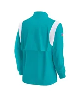 Men's Nike Aqua Miami Dolphins Sideline Coach Chevron Lockup Quarter-zip Long Sleeve Top