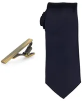 ConStruct Men's Solid Tie & 1-1/2" Bar Set