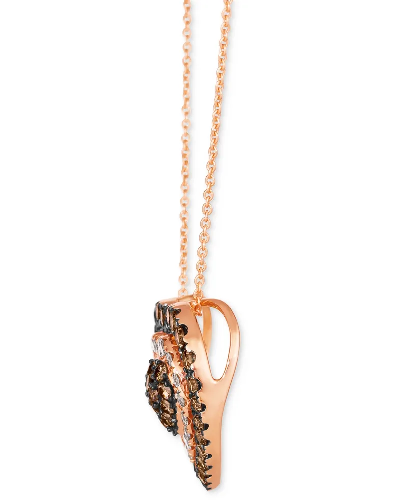 Le Vian Godiva x Le Vian Chocolate & Nude Diamond (1-1/4 ct. t.w.) Heart 20" Adjustable Pendant Necklace in 14k Rose Gold