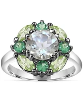 Multi-Gemstone Cluster Ring (3-5/8 ct. t.w.) in Sterling Silver