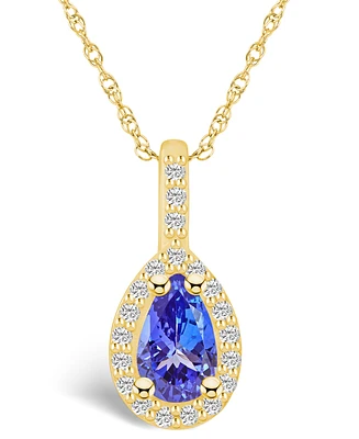 Macy's Tanzanite (7/8 Ct. t.w.) and Diamond (1/5 Halo Pendant Necklace
