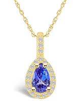 Macy's Tanzanite (7/8 Ct. t.w.) and Diamond (1/5 Halo Pendant Necklace