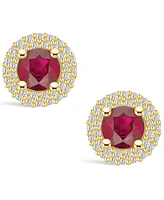 Macy's Ruby (1-1/3 Ct. t.w.) and Diamond (1/3 Halo Stud Earrings